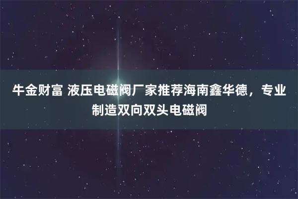 牛金财富 液压电磁阀厂家推荐海南鑫华德，专业制造双向双头电磁阀